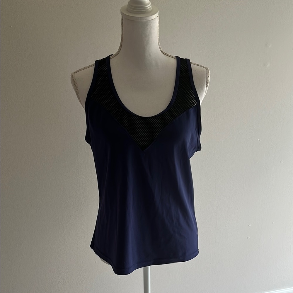 Women's Navy Blue Mesh Tank Top
